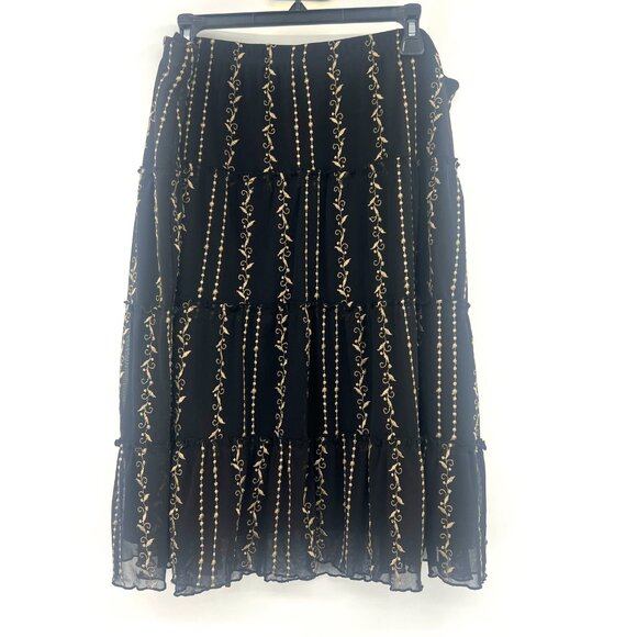 Alfani Black Beige Embroidered A-Line Skirt Women's 2X - Picture 4 of 4